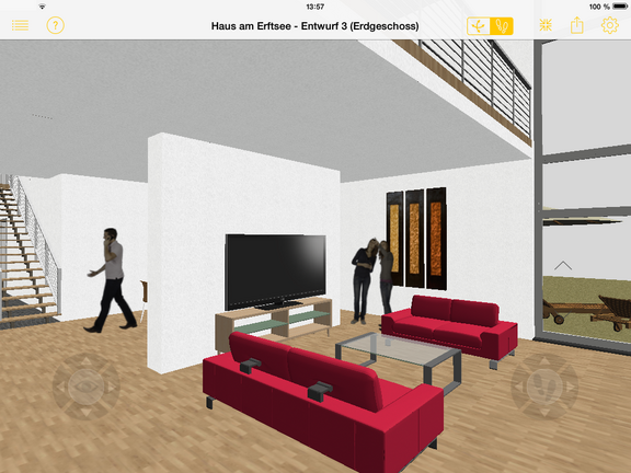 Screenshot der Jonny-App mit einem geplanten Wohnzimmer