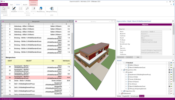 Programmoberfläche BIMviewer zur Kontrolle der Gebäudemodelle