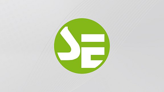 Logo des StrukturEditors - ein grüner Kreis mit den weißen Buchstaben S und E. Hier ist es auf einem rechteckigen grauem Hintergrund abgebildet. 