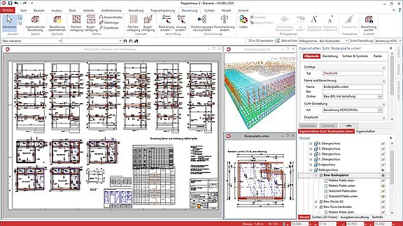 Programmoberfläche von ViCADo.ing, dem CAD-System für die Tragwerksplanung.