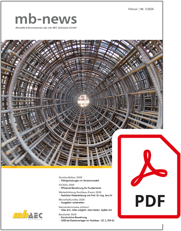 mb-news 01-26 - Titelseite der mb-news mit PDF-Symbol