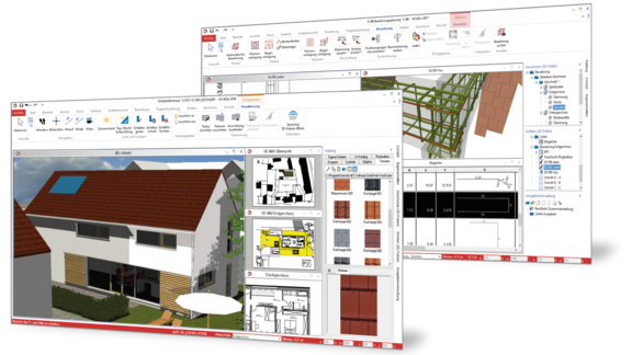 Programmoberfläche der 3D-CAD-Systeme ViCADo.arc für Architektur und ViCADo.ing für die Tragwerksplanung. 