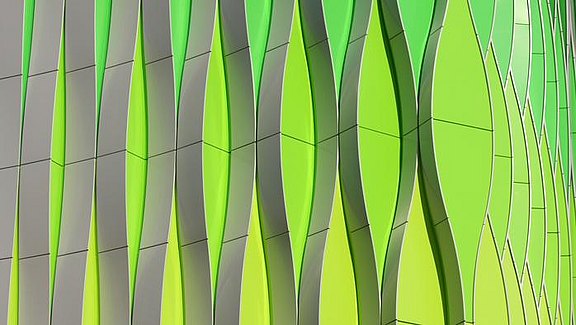 Versionslogo mb WorkSuite 2016 - abstrakter Bildausschnitt eine grünen Fassade  